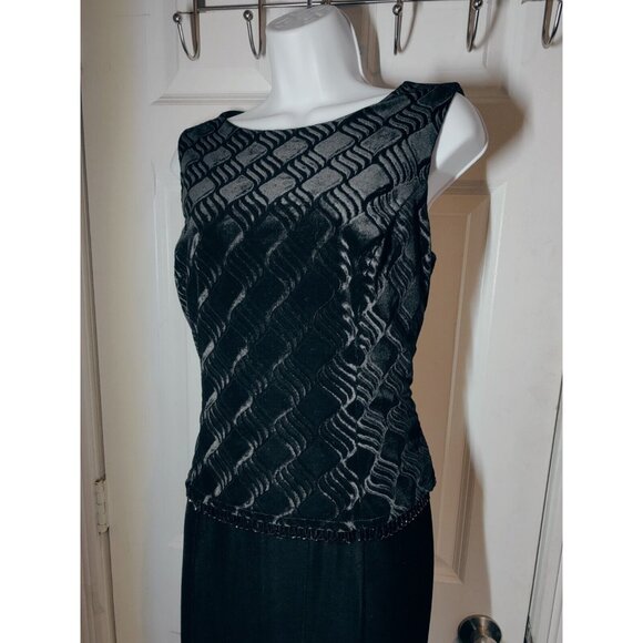 Scott McClintock Dresses & Skirts - Scott McClintock Black Beaded Velour Sleeveless Maxi Dress W Back Slit 12
